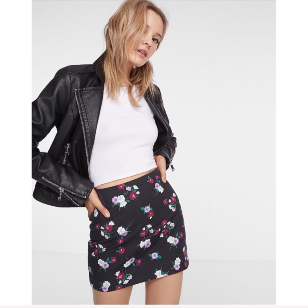 Express floral print mini skirt